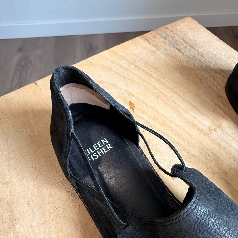 Eileen Fisher black suede leather avarcas sandals slides women’s shoes 9 - Picture 7 of 10